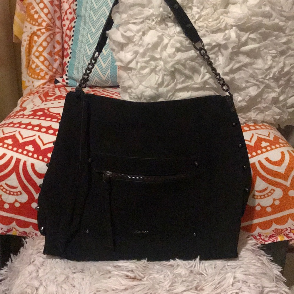 Joe’s Jeans black suede purse with studs
